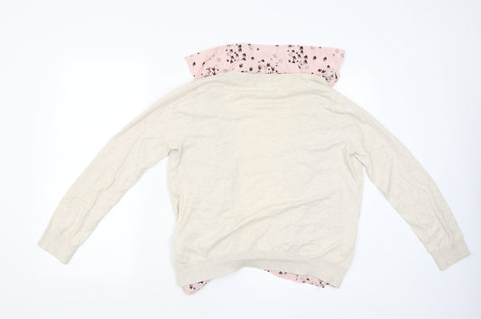 Womens UK Size 14 South Beige Cardigan Jumper