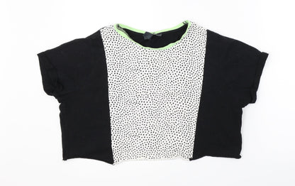Primark Womens Black Polka Dot  Cropped T-Shirt Size M