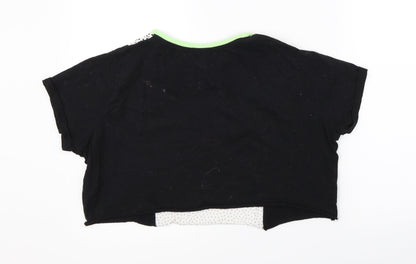 Primark Womens Black Polka Dot  Cropped T-Shirt Size M