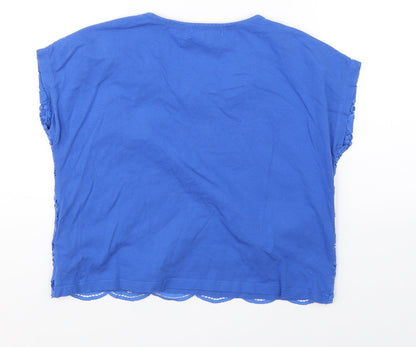Marks & Spencer Girls Blue Floral  Cropped T-Shirt Size 10-11 Years