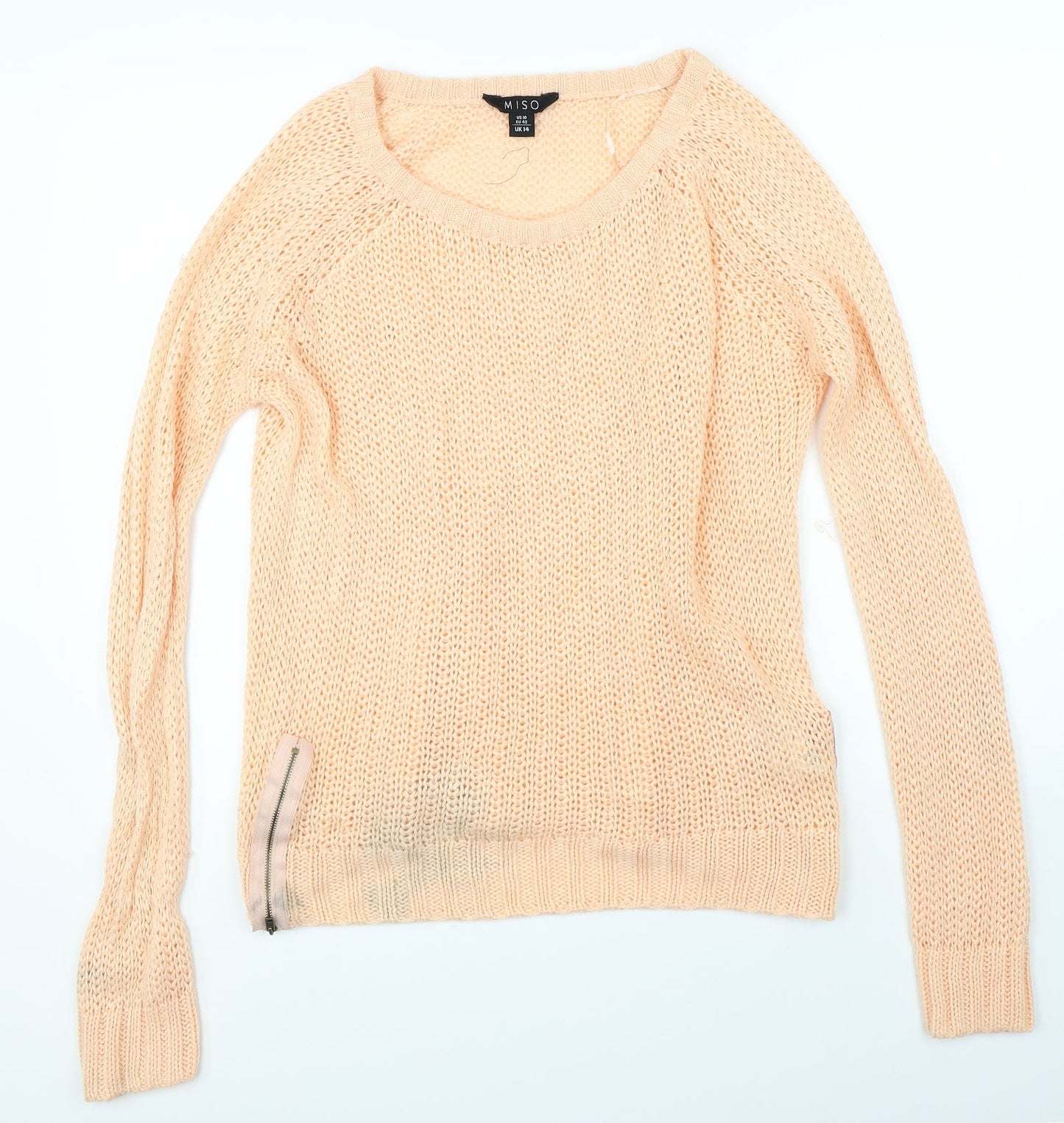 Womens UK Size 14 Miso Orange Pullover Jumper