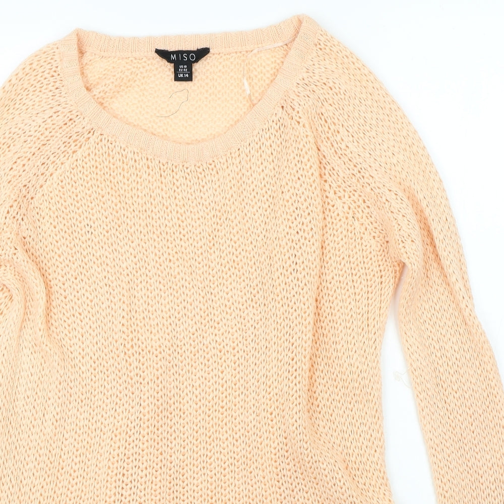 Womens UK Size 14 Miso Orange Pullover Jumper