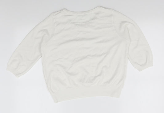 George Womens White   Pullover Jumper Size S