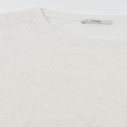 George Womens White   Pullover Jumper Size S