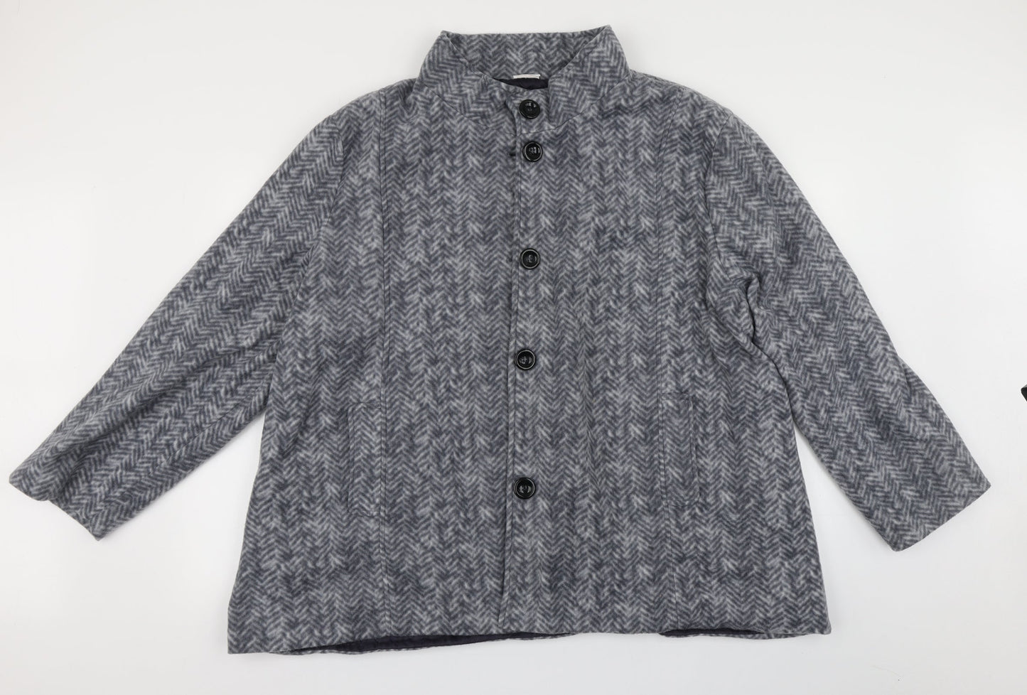 ann de lancay Womens Grey Striped  Jacket Coat Size 2XL