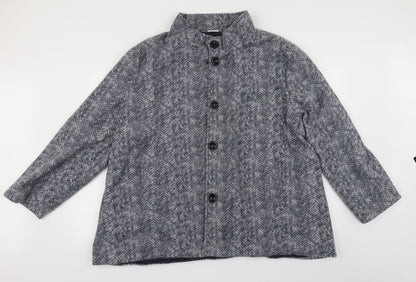 ann de lancay Womens Grey Striped  Jacket Coat Size 2XL