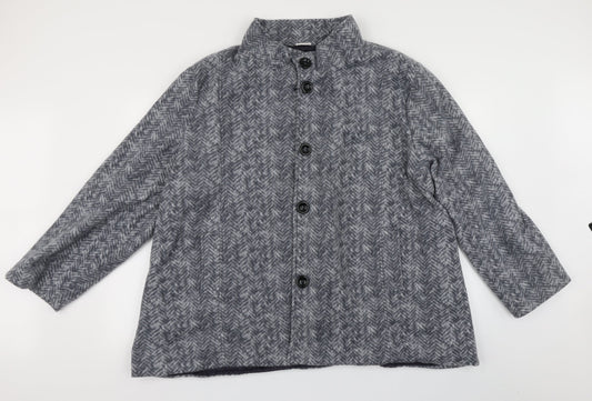 ann de lancay Womens Grey Striped  Jacket Coat Size 2XL
