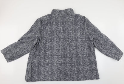 ann de lancay Womens Grey Striped  Jacket Coat Size 2XL