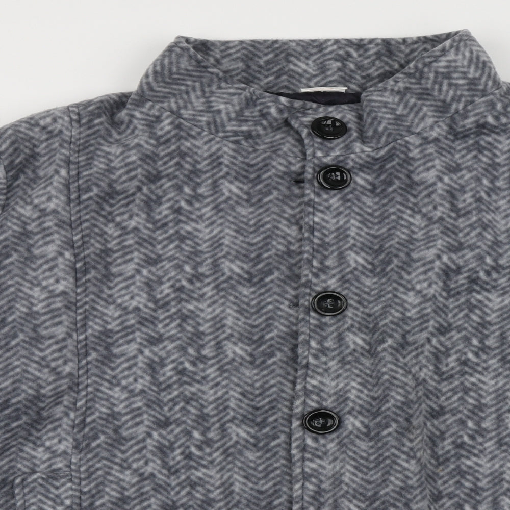 ann de lancay Womens Grey Striped  Jacket Coat Size 2XL