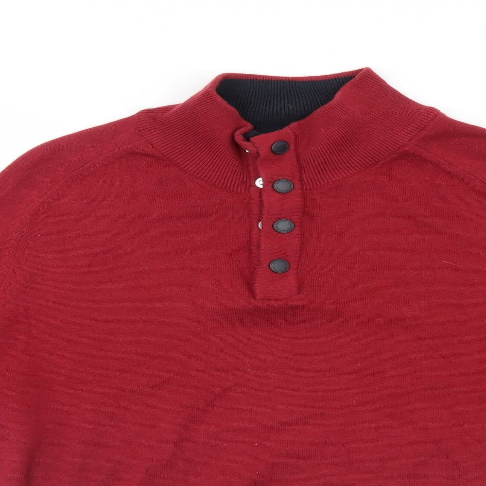 Blue Harbour Mens Red   Henley Jumper Size M