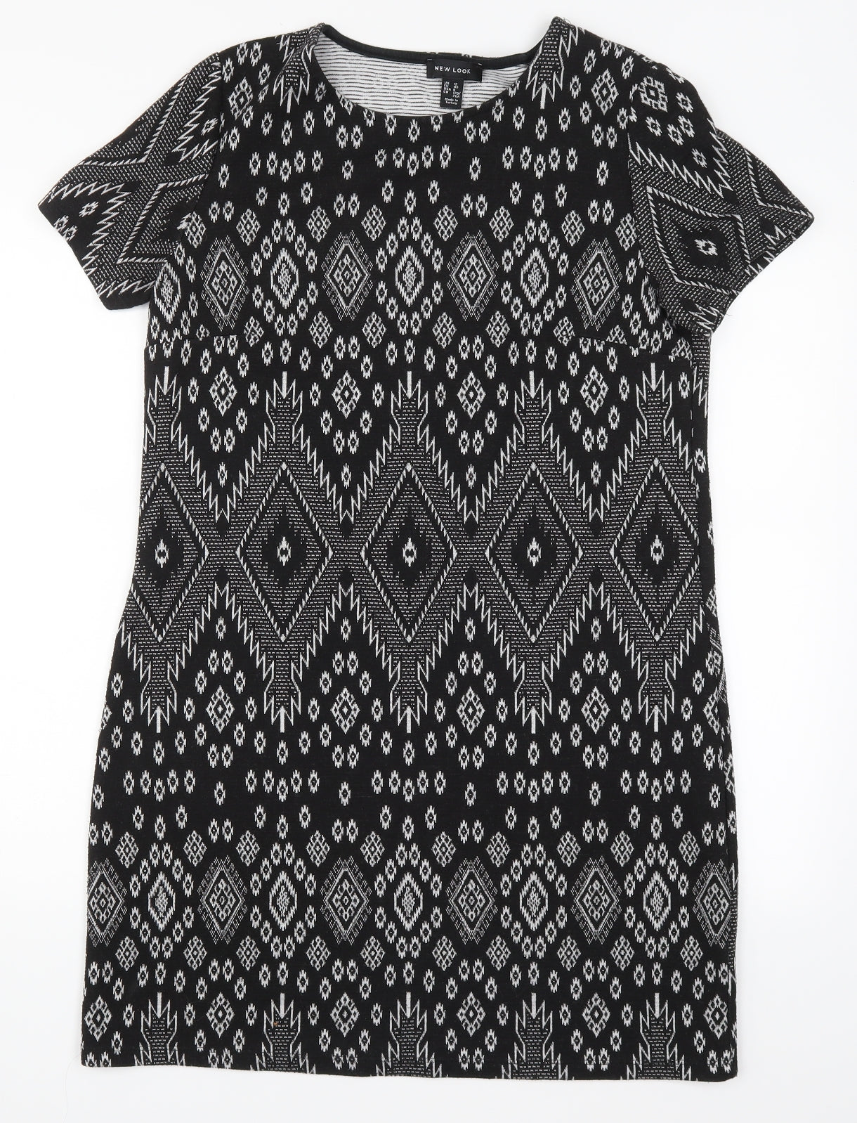 New Look Womens Black Geometric  T-Shirt Dress  Size 12