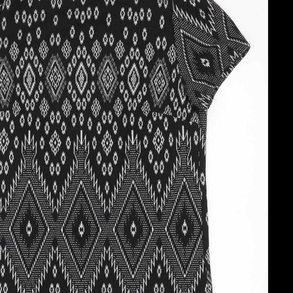 New Look Womens Black Geometric  T-Shirt Dress  Size 12