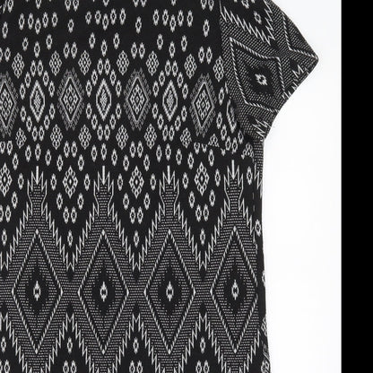 New Look Womens Black Geometric  T-Shirt Dress  Size 12