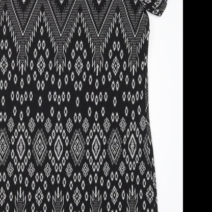 New Look Womens Black Geometric  T-Shirt Dress  Size 12