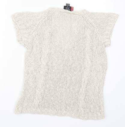 Sweater Shp Womens Beige  Knit Pullover Jumper Size S