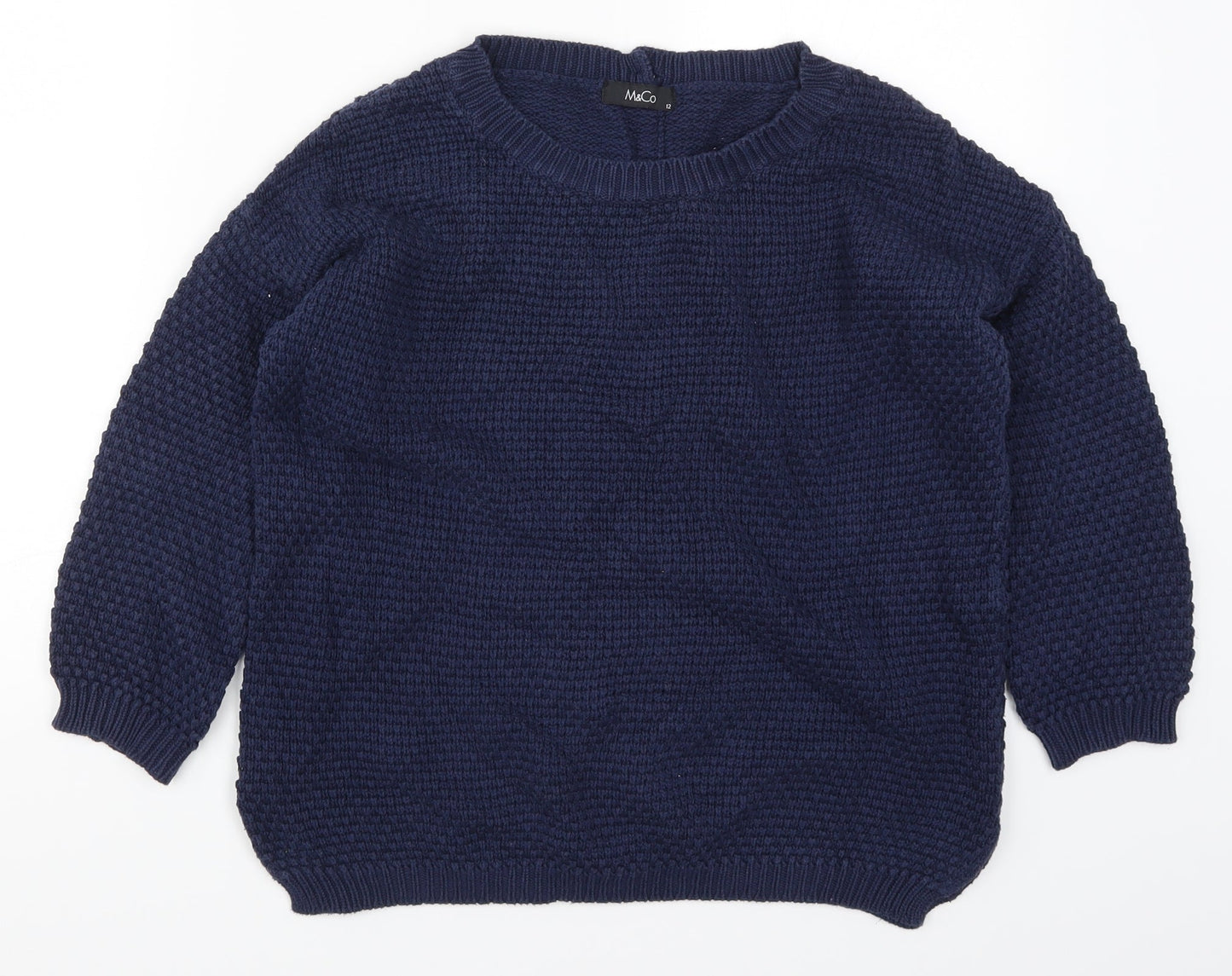 Womens UK Size 12 M&Co Blue Pullover Jumper