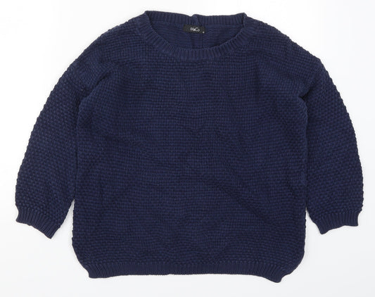 Womens UK Size 12 M&Co Blue Pullover Jumper