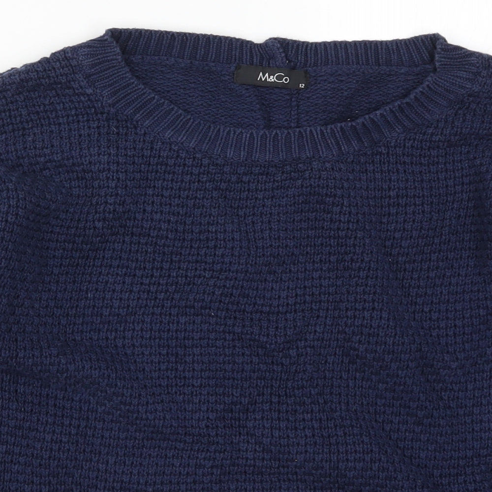 Womens UK Size 12 M&Co Blue Pullover Jumper
