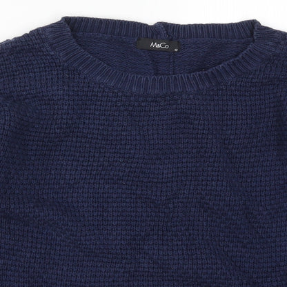 Womens UK Size 12 M&Co Blue Pullover Jumper