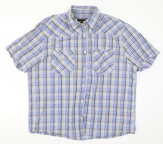 Mens UK Size XL Lime Blue  Button-Up Short Sleeve Casual Shirt