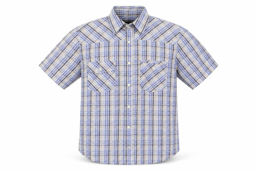Mens UK Size XL Lime Blue  Button-Up Short Sleeve Casual Shirt