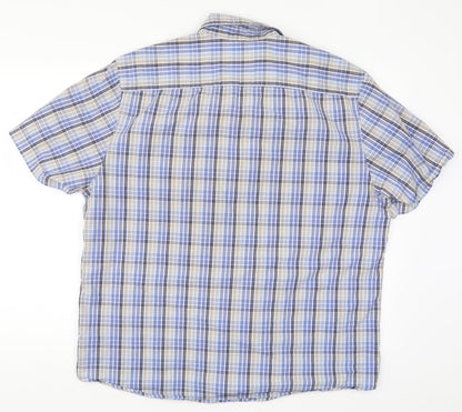 Mens UK Size XL Lime Blue  Button-Up Short Sleeve Casual Shirt