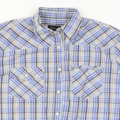 Mens UK Size XL Lime Blue  Button-Up Short Sleeve Casual Shirt