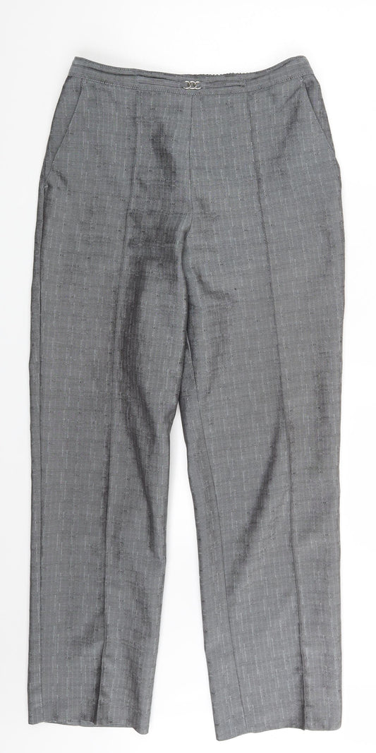 Womens UK Size One Size Preworn Regular Fit Dress Pants Grey Trousers