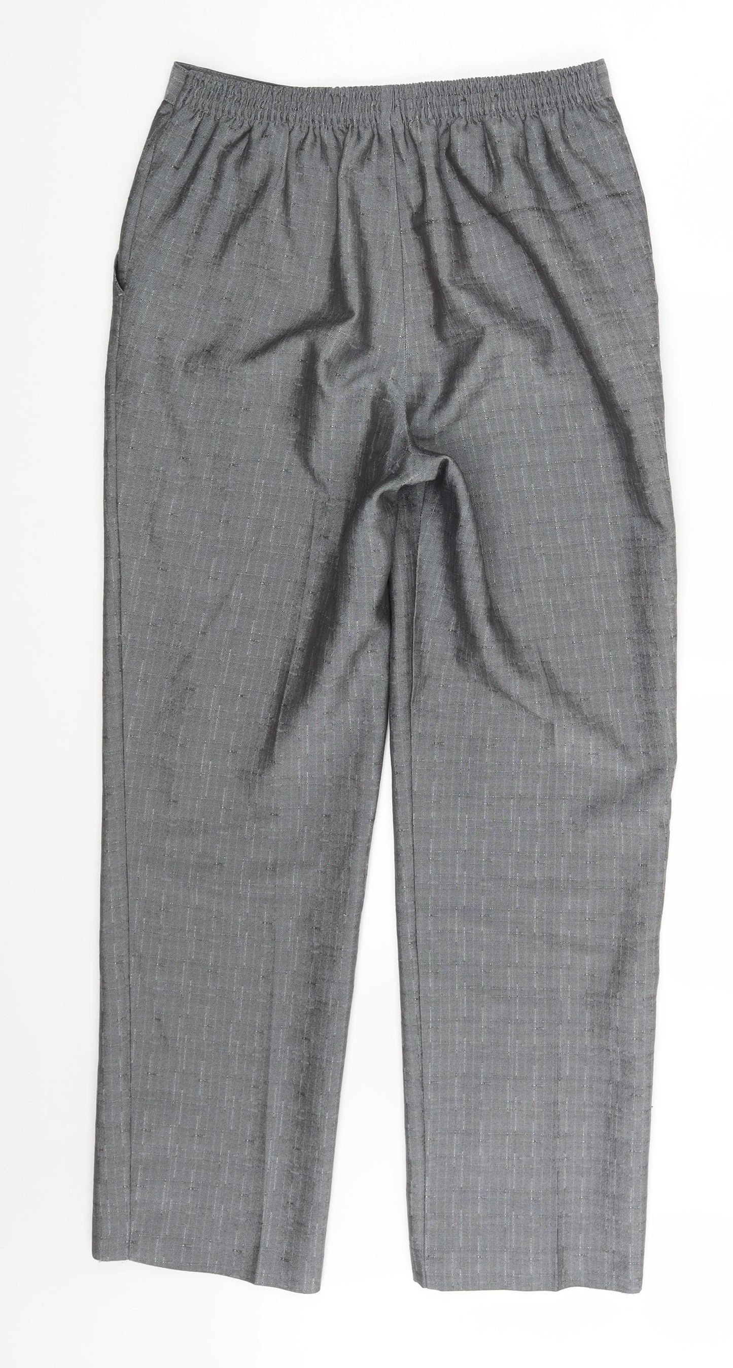 Womens UK Size One Size Preworn Regular Fit Dress Pants Grey Trousers