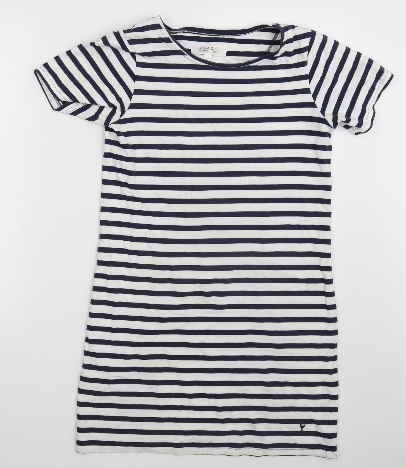 Quba & Co. Womens White Striped  T-Shirt Dress  Size 8