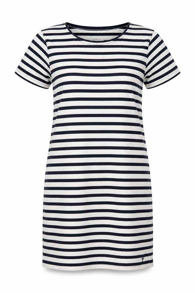 Quba & Co. Womens White Striped  T-Shirt Dress  Size 8