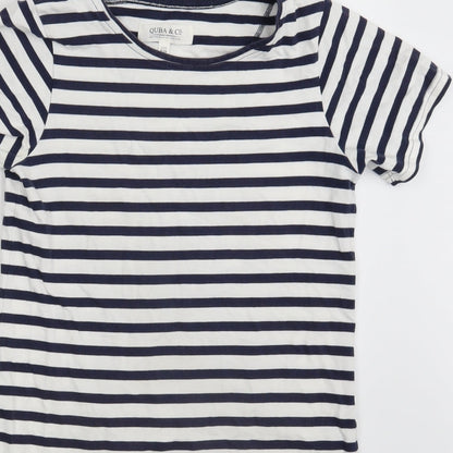 Quba & Co. Womens White Striped  T-Shirt Dress  Size 8