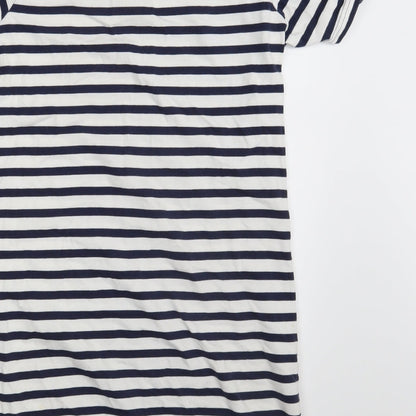 Quba & Co. Womens White Striped  T-Shirt Dress  Size 8
