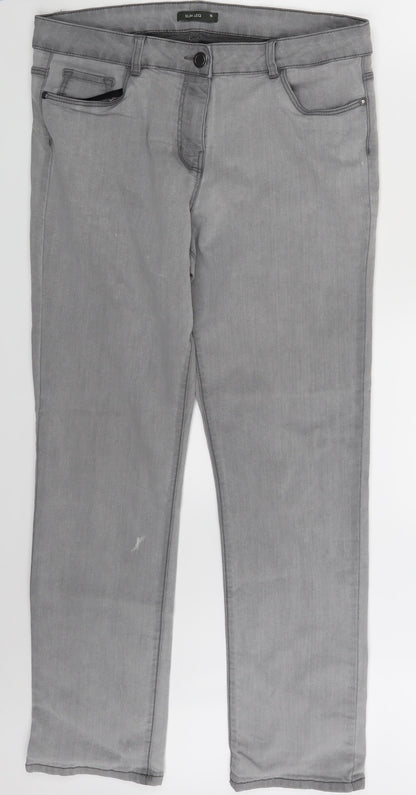 Bonmarché Womens Grey  Denim Skinny Jeans Size 16 L27 in