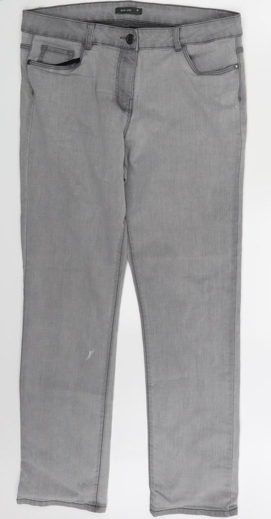 Bonmarché Womens Grey  Denim Skinny Jeans Size 16 L27 in