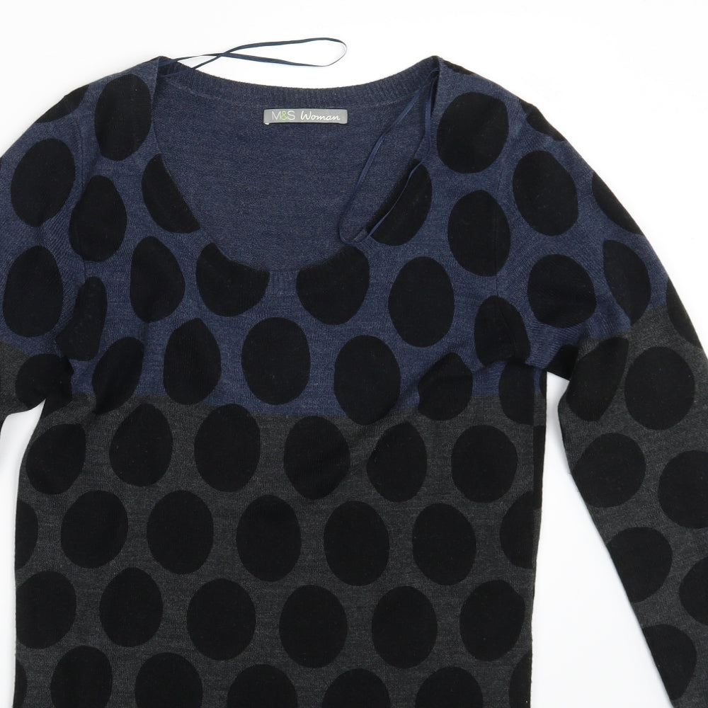 M&S Womens Multicoloured Polka Dot  T-Shirt Dress  Size 10