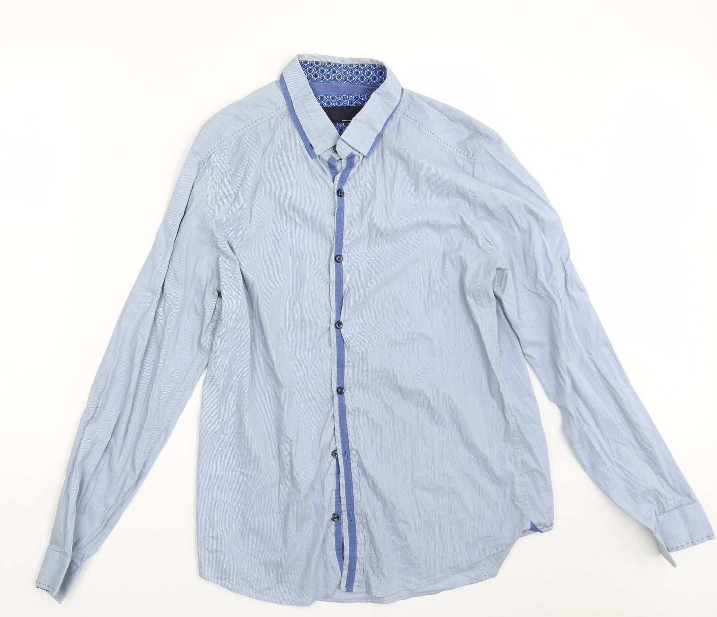 Mens UK Size L NEXT Blue  Button-Up Long Sleeve Casual Shirt