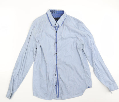 Mens UK Size L NEXT Blue  Button-Up Long Sleeve Casual Shirt