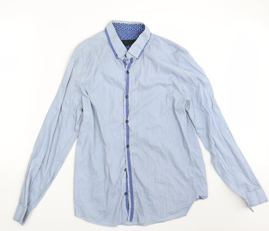 Mens UK Size L NEXT Blue  Button-Up Long Sleeve Casual Shirt
