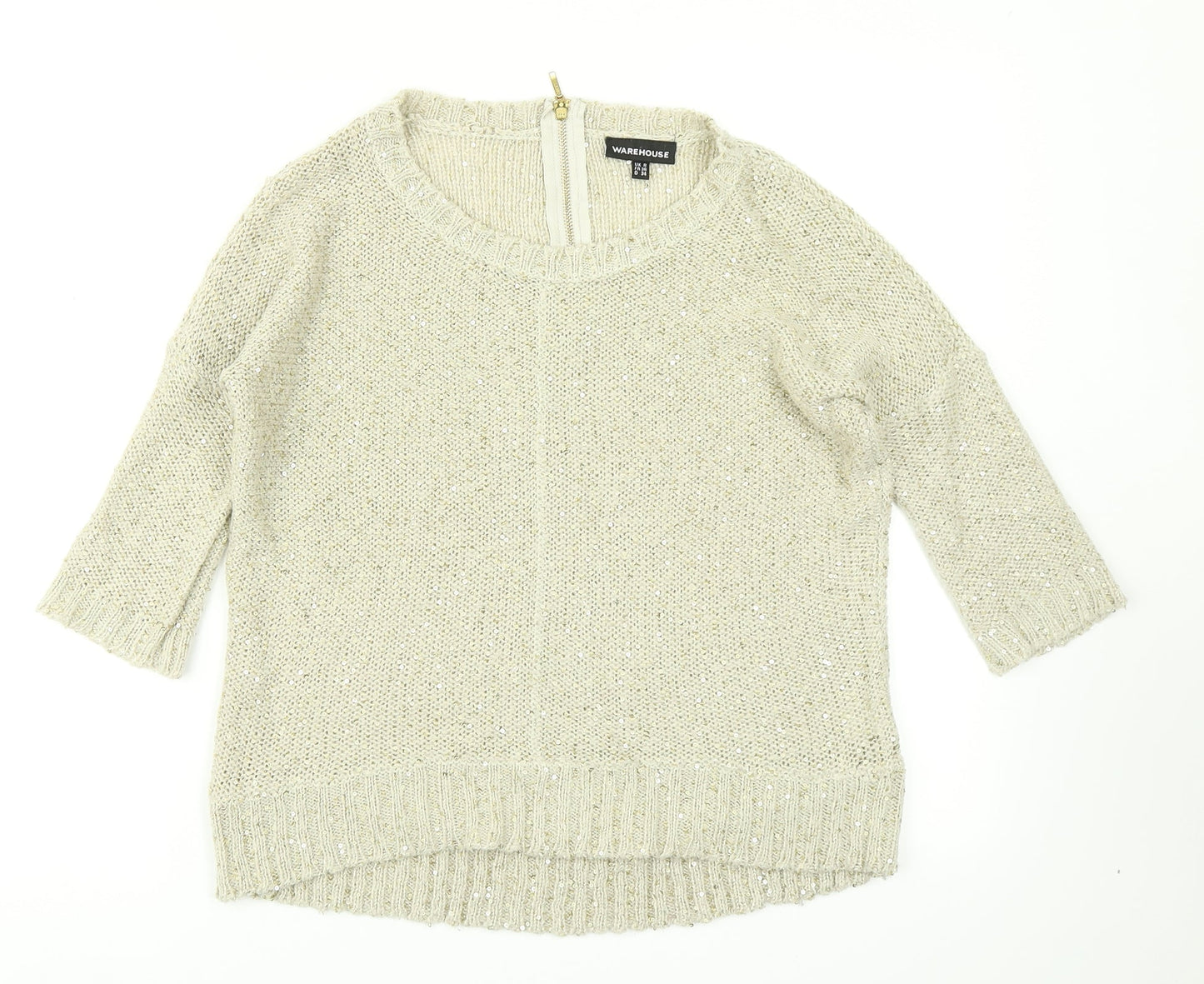 Womens UK Size 8 Warehouse Beige Pullover Jumper