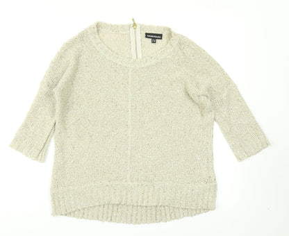 Womens UK Size 8 Warehouse Beige Pullover Jumper
