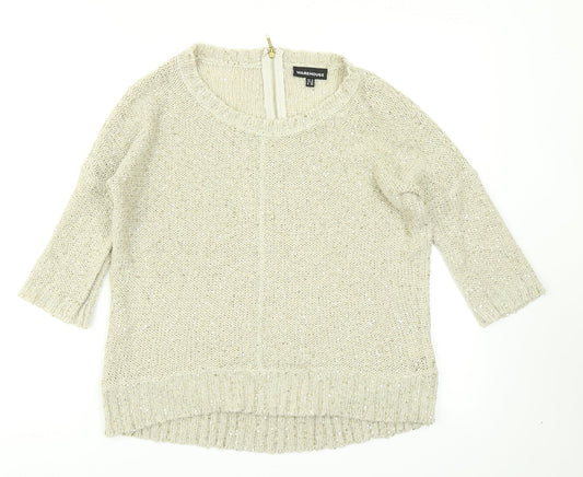 Womens UK Size 8 Warehouse Beige Pullover Jumper