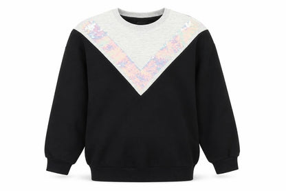 F&F Girls Black Colourblock  Pullover Sweatshirt Size 10-11 Years