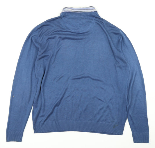 Southbay Mens Blue Striped Knit Pullover Jumper Size M