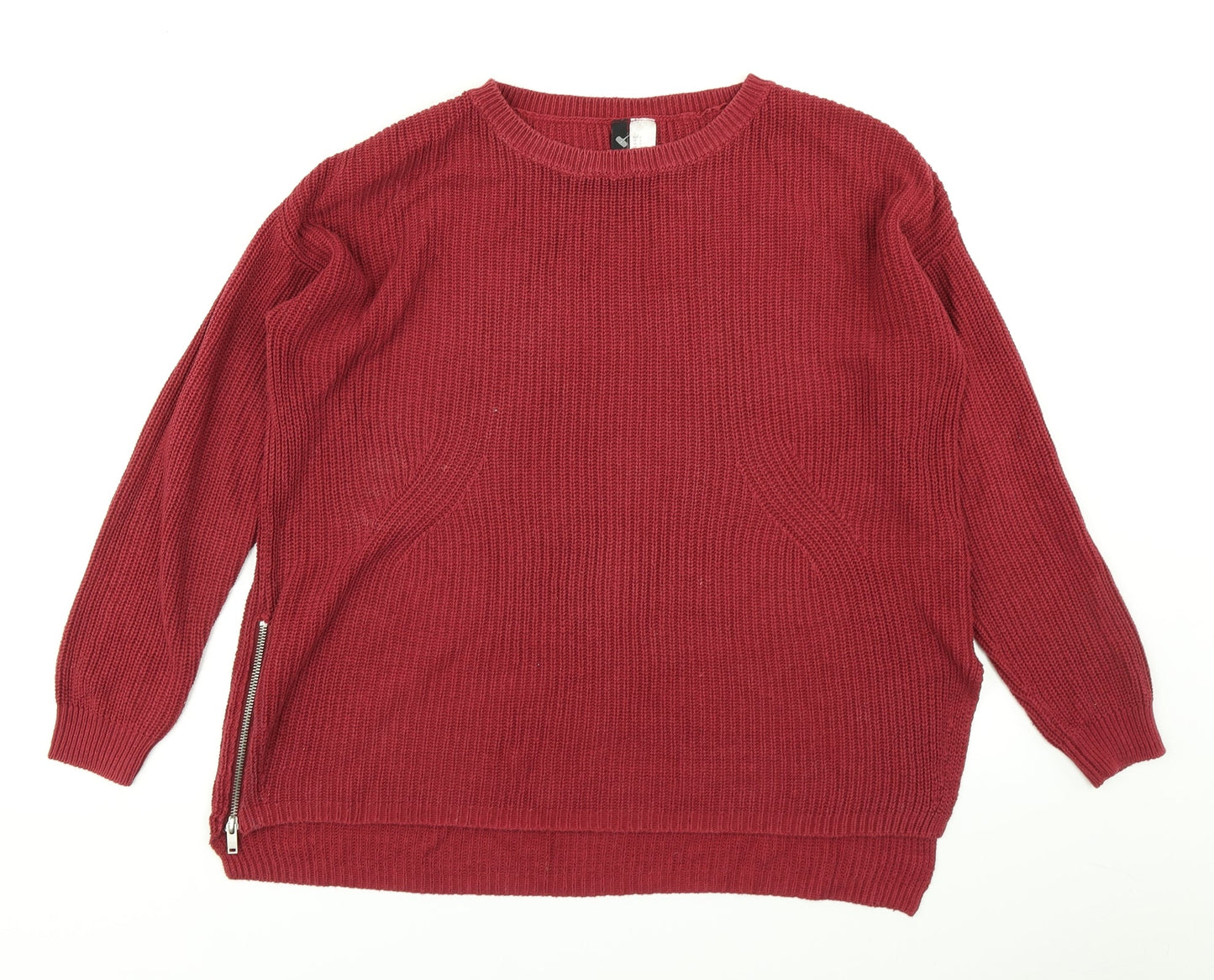 Womens UK Size S Divided Red Pullover Jumper