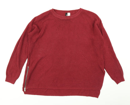 Womens UK Size S Divided Red Pullover Jumper
