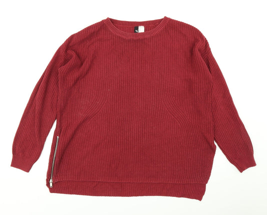 Womens UK Size S Divided Red Pullover Jumper