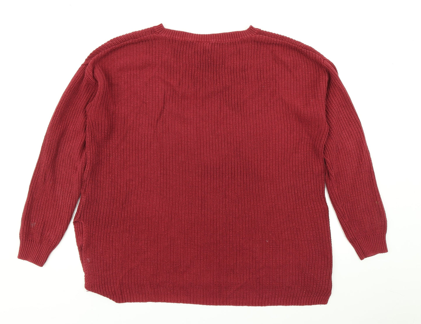 Womens UK Size S Divided Red Pullover Jumper