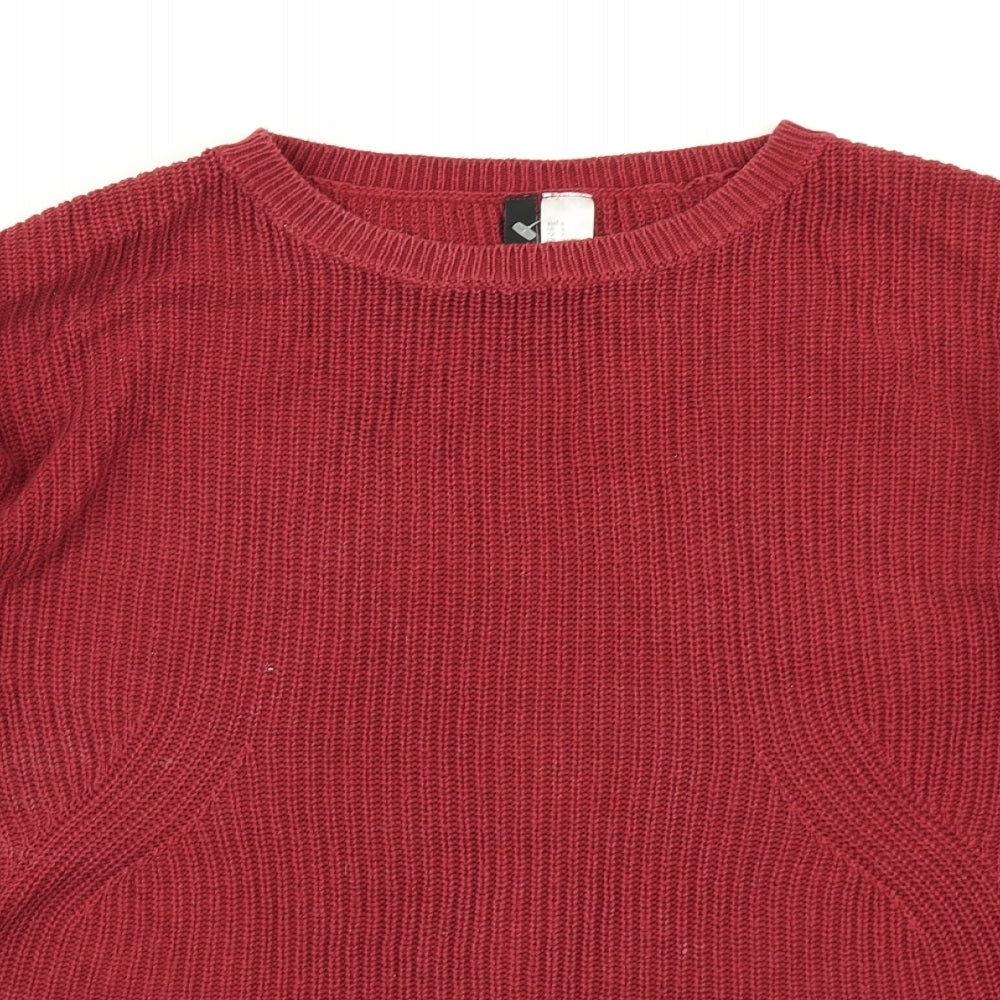 Womens UK Size S Divided Red Pullover Jumper