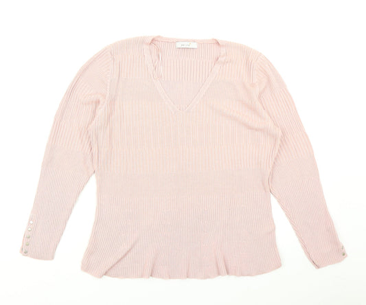 Per Uap Womens Pink  Knit Pullover Jumper Size 16